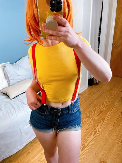 mirror selfie of my Pokémon Trainer Misty cosplay