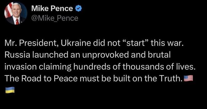 MIKE Pence repudiating Trumps claim that Ukraine started the war.