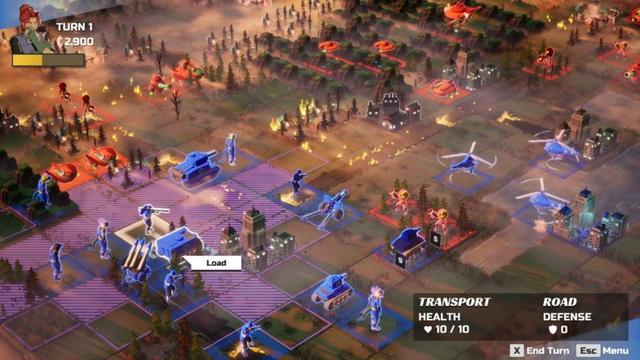 An early promotional screenshot of Earth vs Mars, showing brightly coloured 80s sci-fi military units at turn based war.