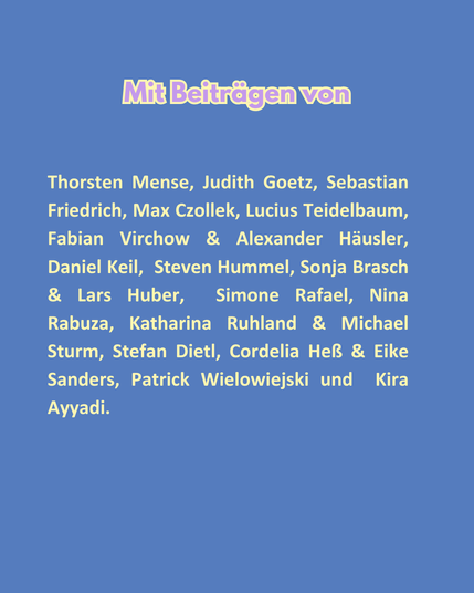Mit Beiträgen von: Thorsten Mense, Judith Goetz, Sebastian Friedrich, Max Czollek, Lucius Teidelbaum, Fabian Virchow & Alexander Häusler, Daniel Keil, Steven Hummel, Sonja Brasch & Lars Huber, Simone Rafael, Nina Rabuza, Katharina Ruhland & Michael Sturm, Stefan Dietl, Cordelia Heß & Eike Sanders, Patrick Wielowiejski und Kira Ayyadi.