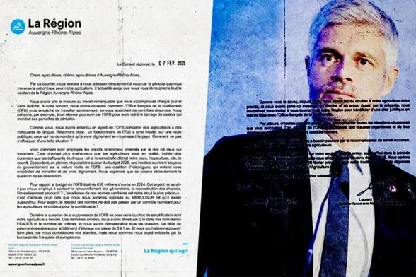 L’incroyable lettre anti-police environnementale de Laurent Wauquiez aux agriculteurs © Photomontage Mediapart