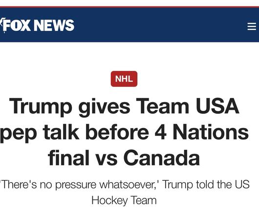 Headline: Trump gives Tram USA pep talk before 4 Nations Final vs Canada