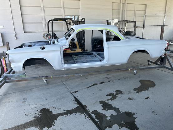 1964 Corvair on dolly, side shot