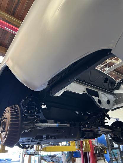 Rear suspension temporarily installed