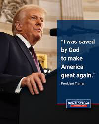 A photo of Trump with a caption claiming: "I was saved by God to make America great again."