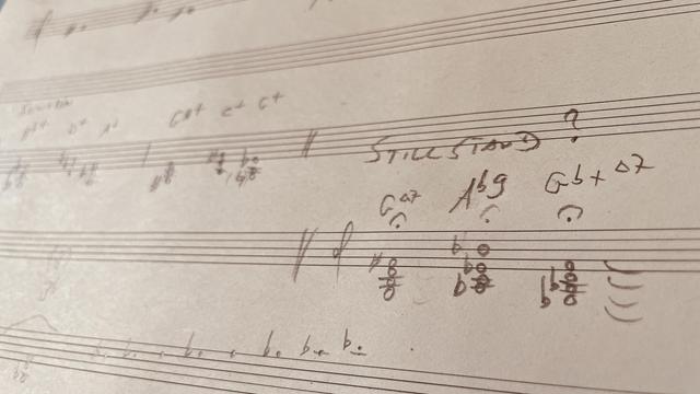 musical drafts on paper