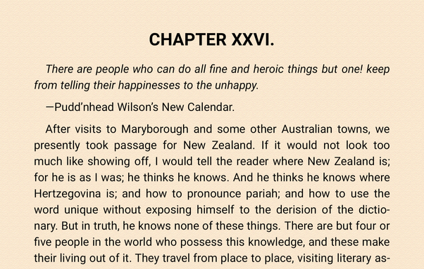 Chapter 26 (Roman numerals)
Text from Following the Equator
Starting with a Puddinheadn Wilson new calendar quip.