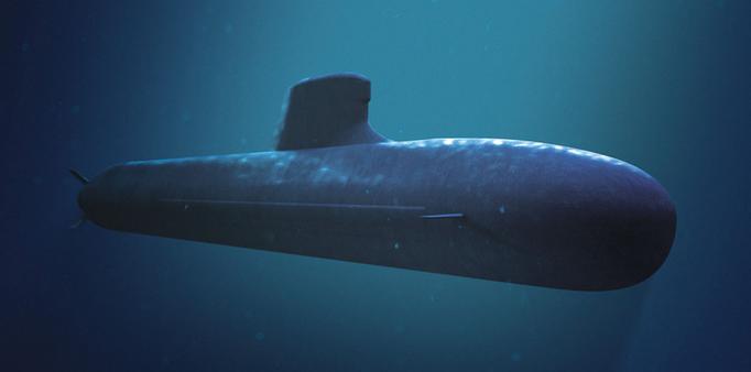 U-Boot auf Tauchfahrt.
