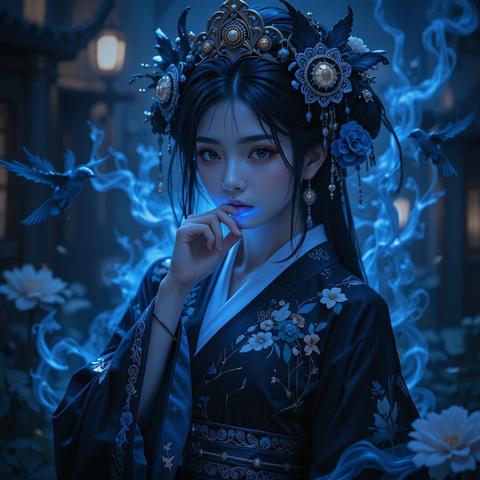 maga coreana con un aura azul generada por inteligencia artificial