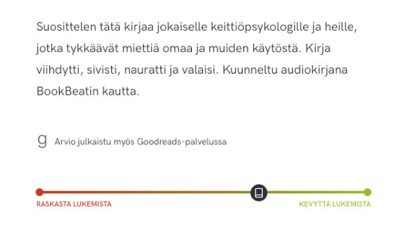 Keveysindikaattori sivustolla kevyttälukemista.fi