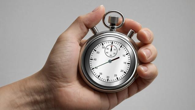 Hand holding a stopwatch. Represents the time and productivity comparisons in the post.