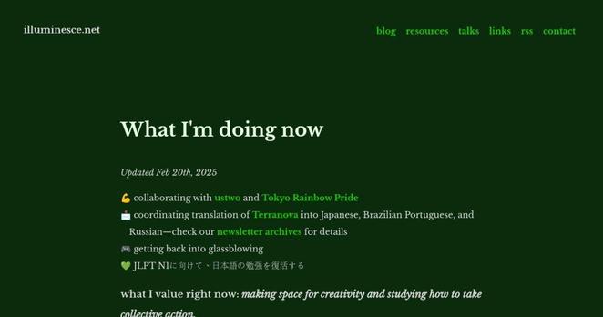 Screenshot of a site - what I'm doing now.