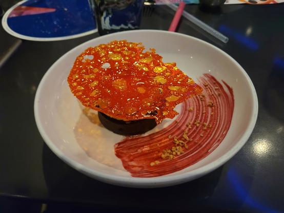 Orange dessert from Space 220 the restaurant in Epcot.