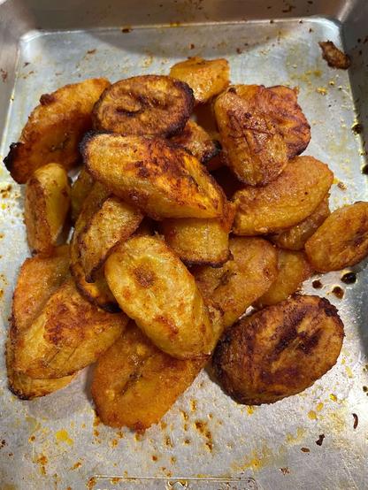 i roasted some plantains in the oven and put them in a pile for you to enjoy from afar