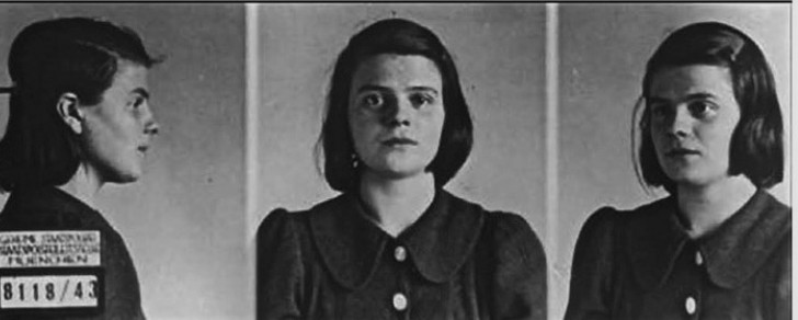 Sophie Scholl na fotografii pořízené gestapem po zatčení 18.2.1943
