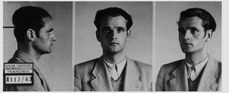 Hans Scholl na fotografii pořízené gestapem po zatčení 18.2.1943