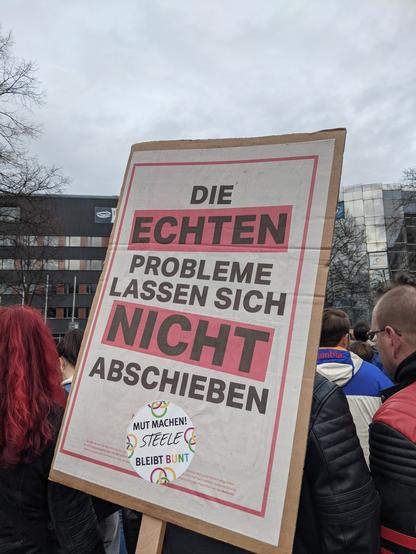 Demo-Schild: "Die echten Probleme lassen sich nicht abschieben"