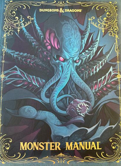 A mindflayer staring into the distance with an outstretched hand.