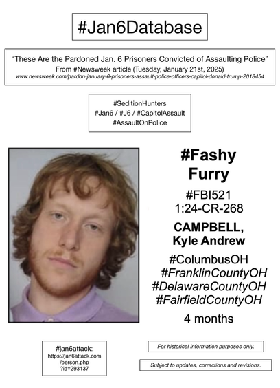 Photo and information about convicted January 6th rioter Kyle Andrew Campbell (Columbus, Ohio).
