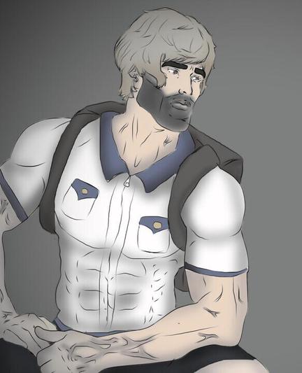 A very manly Chadley from FFVII with the jaw and muscles of a CHAD, like the meme.