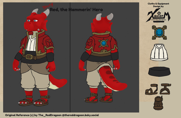 Young Red Model done by The_RedDragoon and wearing an outfit designed for his adventures!