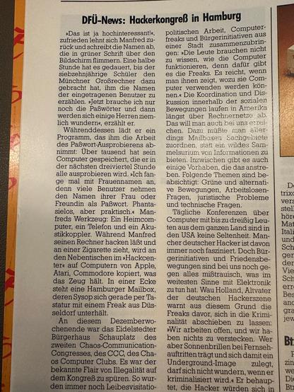 Ein Zeitungsartikel zum Congress 2c3