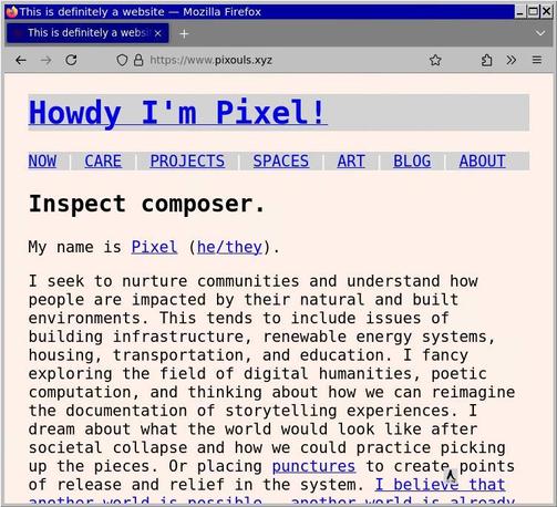 Screenshot of the website under www.pixouls.xyz