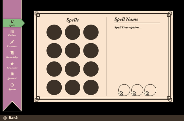Game inventory UI.
