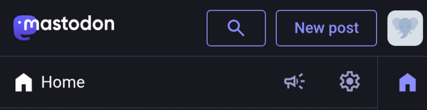 Pic from other instance homepage view where on the top left there is mastodon logo.