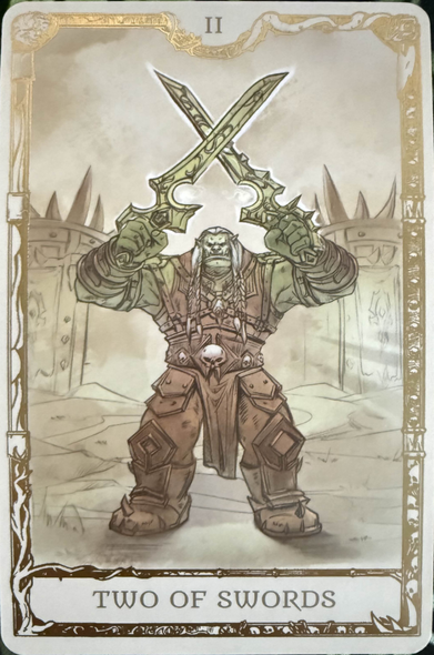 Overlord Saurfang stands in front of the gates of Orgrimmar, wielding the two halves of the sword Shalamayne. Not pictured: my heart, shattered in pieces on the floor.