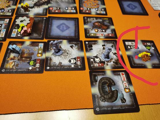 Bardin Nili Songheart und Paladin Sir Lanon im Dungeon incl 4 goblins.
Rot eingekreist dungeon Karte mit 5. Goblin aufgedeckt