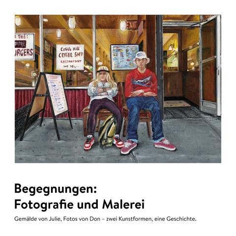 Gemälde von einem Foto von zwei Teenagern vor einem Café in New York.