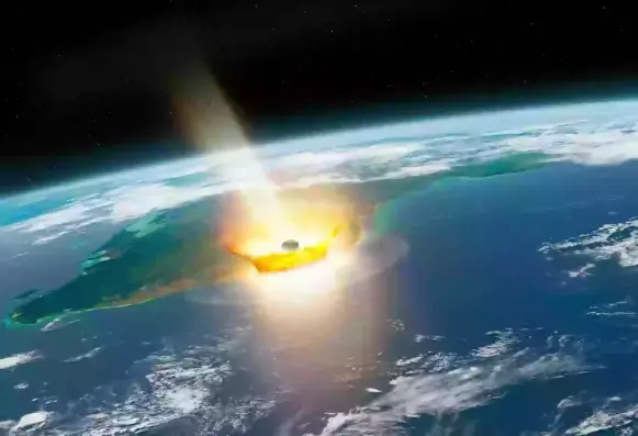 Asteroid impacting Earth