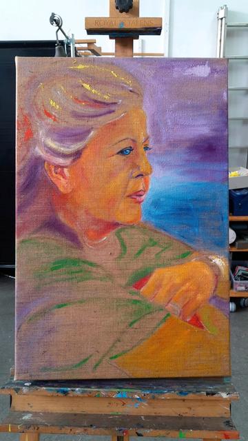 Work in progress. Portraitcommission. Oilpaint on jute