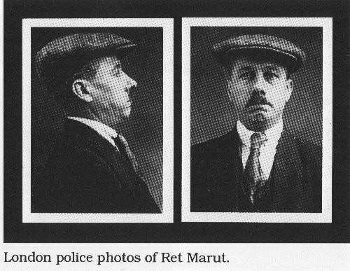 Ret Marut mug shot taken in London (1923). He is wearing a miner’s cap and sporting a narrow moustache. Marut is the most popular candidate for Traven's true identity. By British Authorities (London, 1923) - https://www.giessener-allgemeine.de/bilder/2010/03/05/12122247/529450577-39239-Pee9.jpg, Public Domain, https://commons.wikimedia.org/w/index.php?curid=92358128