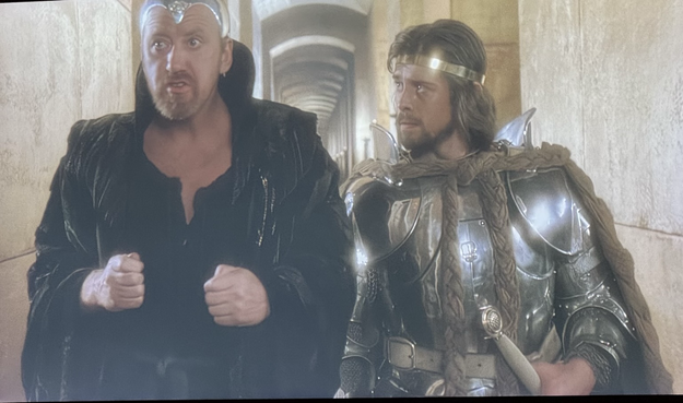 Arthur and Merlin in the 80s Classic Exalibur
