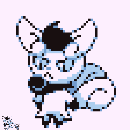 Pixel art of a female Meowstic who's giving a stern look.