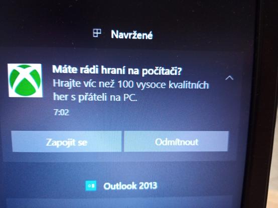 Nevyžádaná Xbox notifikace, která mi původně vyskočila jako pop-up okno