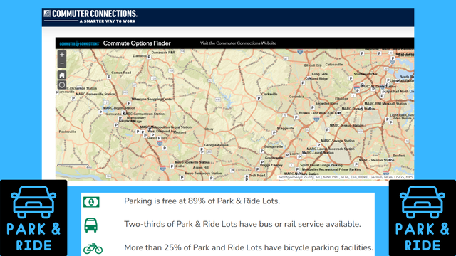 a map of the commuter connections park and ride website map.