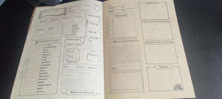 D&D Character sheet booklet, main page.