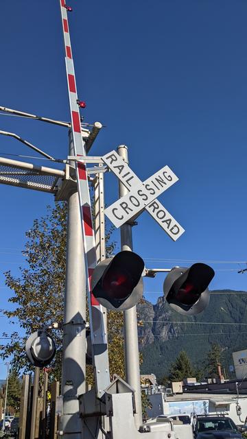 The first sign you see when you enter the town of Twin Peaks. It indicates that trains might cross.