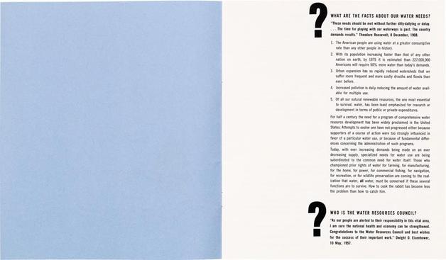 The Water Resources Council
Small thin light blue staple bound book, black water droplet and text on cover