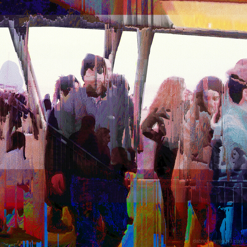 Barcelona digital glitch street photography, made with Bless Hex Editor and the GNU Image Manipulation Program.