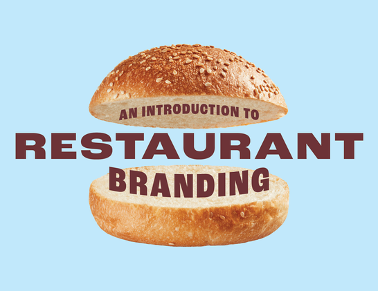 Logo for “An Introduction to Restaurant Branding” between a photo of hamburger buns.