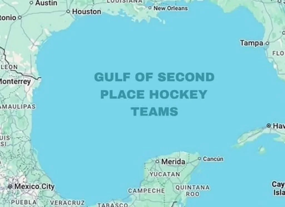 A map of the Gulf of Mexico with the name edited to read “Gulf of Second Place Hockey Teams