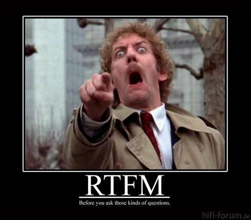 A black background with a man pointing his finger at the viewer in shock with the text below :

RTFM "before you ask those kind of questions"