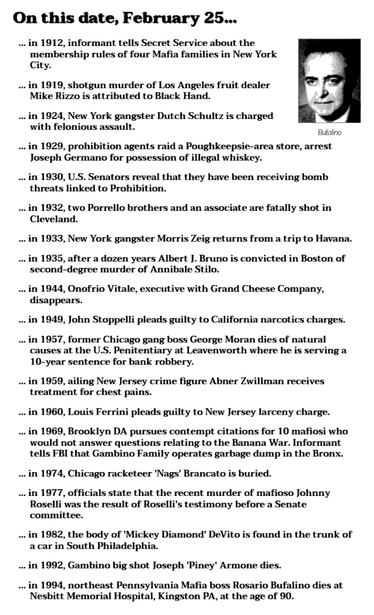 Collection of crime history items from February 25.