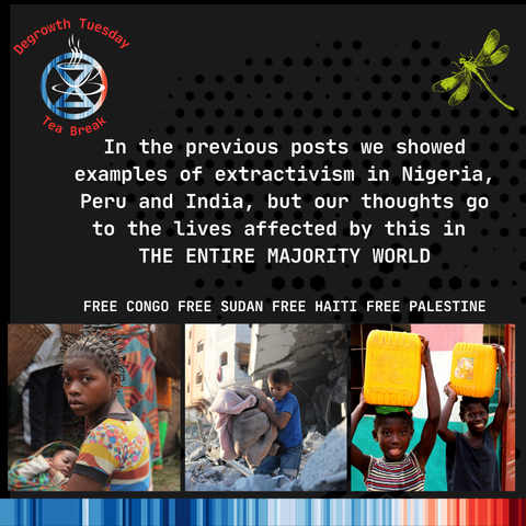 Text in post, illustrated with images from some of the countries named (DRC, Sudan, Haiti, Palestine, Peru, Nigeria, India)