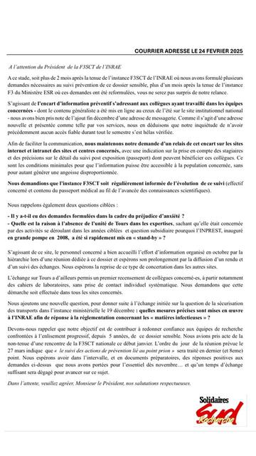 Affichette copie du texte en lien ci-dessus sur le site du syndicat.