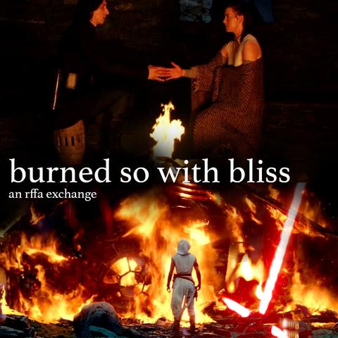 The moodboard for 'Burned so with bliss' an rffa exchange.

pictured: the finger touch scene in 'The Last Jedi' (top) and the burning of the TIE-fighter 'Whisper' by Rey, on Ahch-To (bottom)
